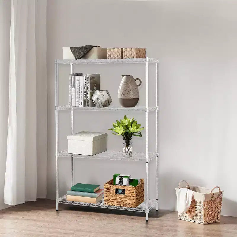 4 Tier Wire Shelving Unit Heavy Duty Storage Rack Metal Shelf Garage Organizer Wire Rack