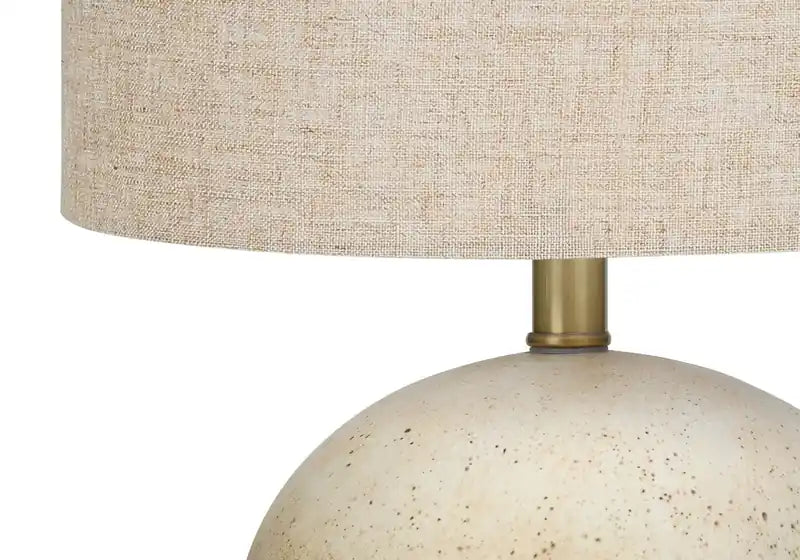 20 Beige Concrete Table Lamp with Linen Shade