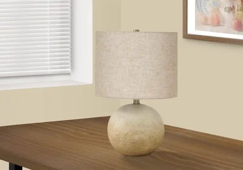 20 Beige Concrete Table Lamp with Linen Shade