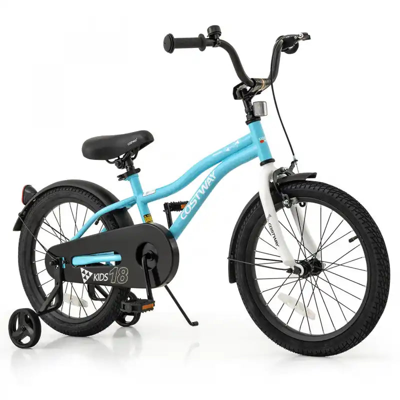 Costway 18 Kids Bike For 4-8 Years Old Boys & Girls With Adjustable Seat Handbrake Reflectors Blue